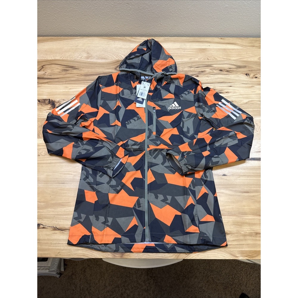 ADIDAS Jacket OWN THE RUN Men's Size Medium Camo Full Zip Running Windbreaker